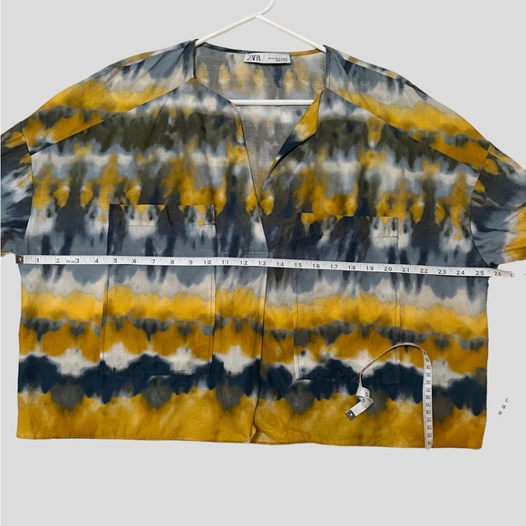 Zara yellow blue tie dye long sleeve oversized top size M - Picture 5 of 10